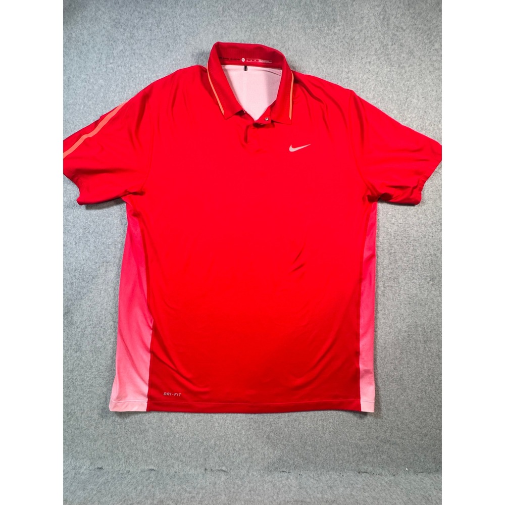 Nike Tiger Woods Collection Dri-FIT Golf Polo Shirt Red Mens XL Short Sleeve